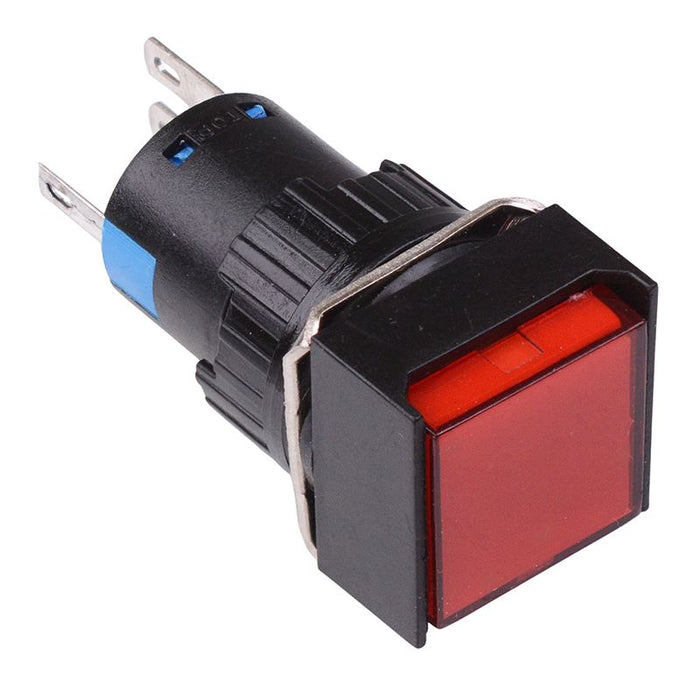Red Square Momentary 16mm Push Button Switch NO/NC 12V