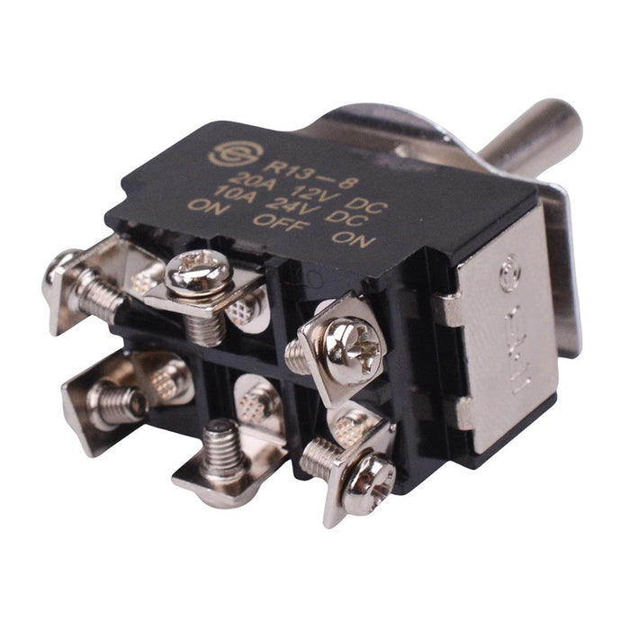 R13-8E-06 On-Off-On 12mm Toggle Switch M3 Screw DPDT 20A 12VDC