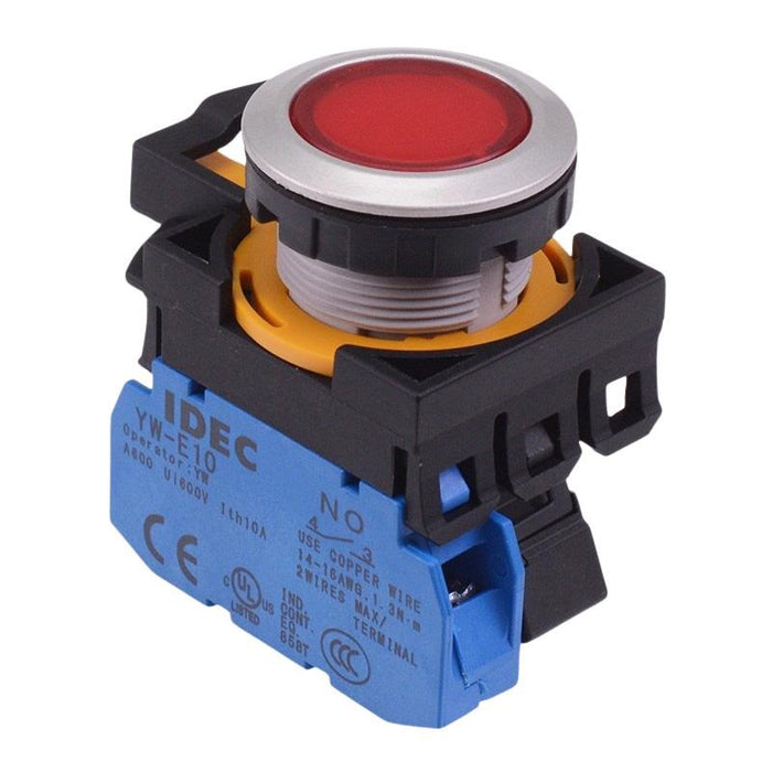 CW4L-M1E10Q3R Red 12V illuminated Metallic Momentary Push Button Switch 1NO IP65 IDEC