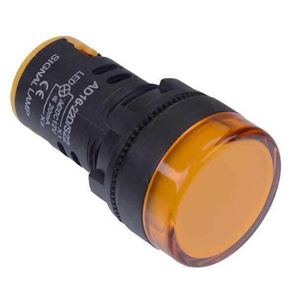 Yellow 22mm LED Pilot Indicator Light 12V