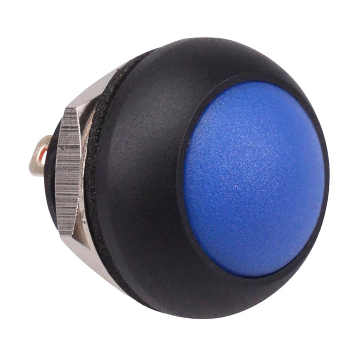 Blue Off-(On) Momentary 12mm Round Push Button Switch SPST IP67