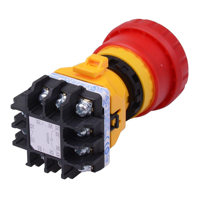 XW1E-LV413Q4M-R 24V illuminated 22mm Emergency Stop Switch 1NO-3NC IDEC