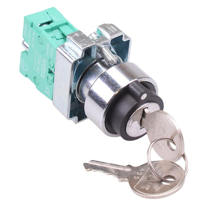 Techna PtecMetK3MRC 3 Position Momentary Metal Key Switch 10A 1NO