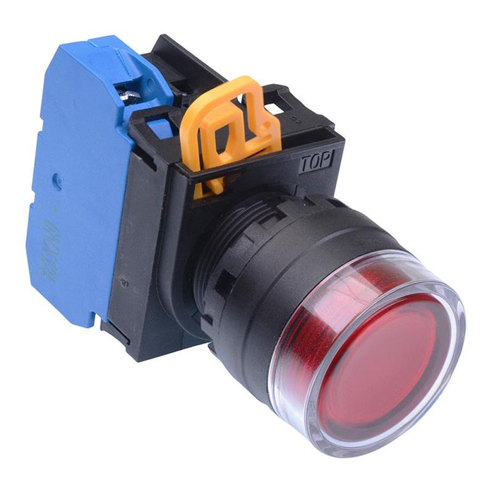 IDEC Red 12V illuminated 22mm Momentary Shrouded Push Button Switch NO IP65 YW1L-MF2E10Q3R