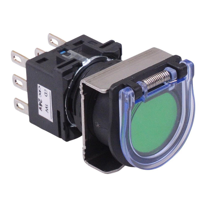 LB6GL-M1T64G Green 24V illuminated Momentary Round Flush 16mm Push Button Switch DPDT IDEC