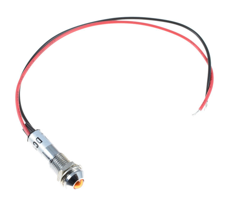 Yellow 8mm Prewired Panel Indicator LED Light 12V