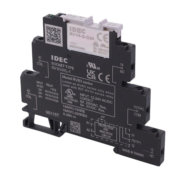RV8H-L-AD24 DIN Mount 24V 8mm Slim Interface Relay Screw Terminals SPDT IDEC