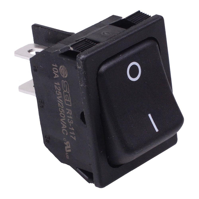 On-Off Black Rectangle Rocker Switch DPST 10A R13-117A-01