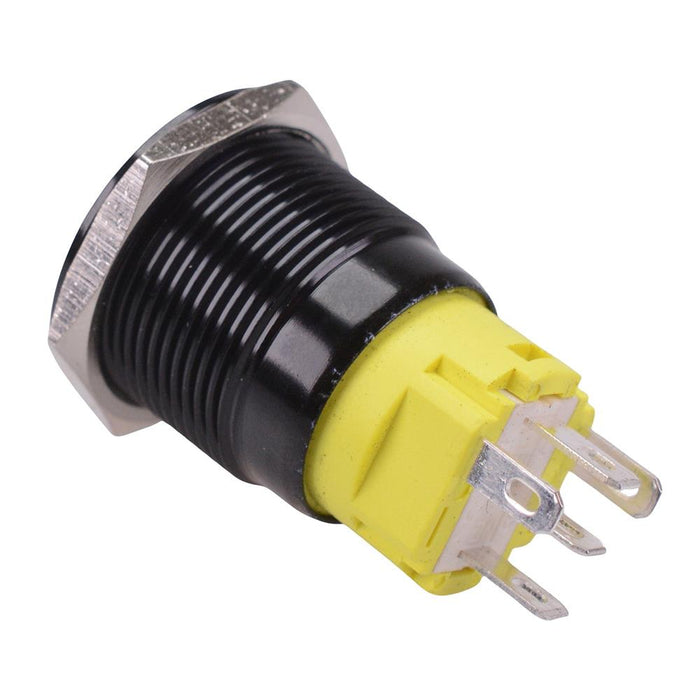 Blue LED On-On Latching 19mm Black Vandal Resistant Push Button Switch SPDT