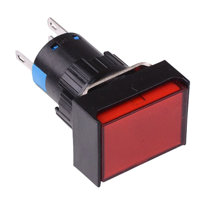 Red Rectangle Momentary 16mm Push Button Switch NO/NC 12V