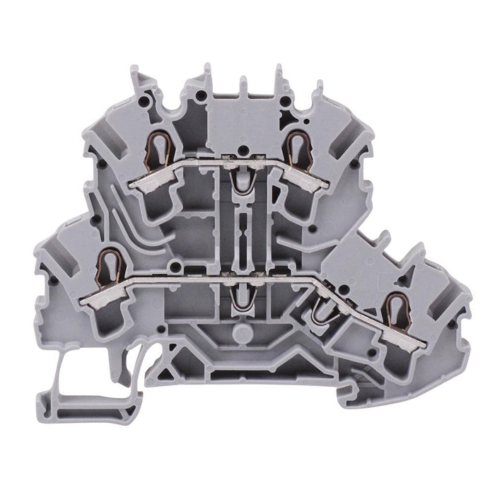 2002-2201 WAGO Grey 4-Way DIN Rail Mount Double Deck Terminal Block 4mm² 24A