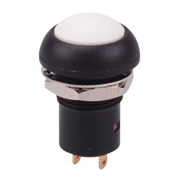 White On-Off Latching 12mm Round Push Button Switch SPST IP67