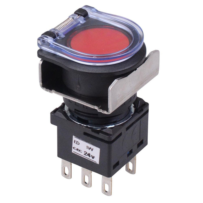 LB6GL-M1T64R Red 24V illuminated Momentary Round Flush 16mm Push Button Switch DPDT IDEC