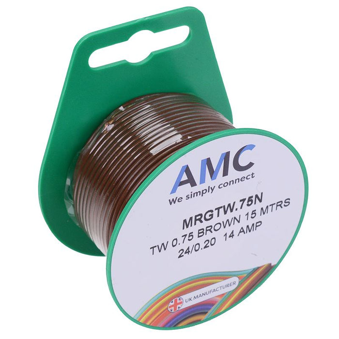 Brown 0.75mm² Thin Wall 14A Cable Mini Reel 15M — Switch