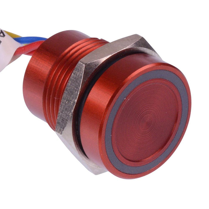 PBAR1AF6000A0S APEM Red illuminated 5VDC Momentary NO 16mm Piezo Switch Prewired IP68
