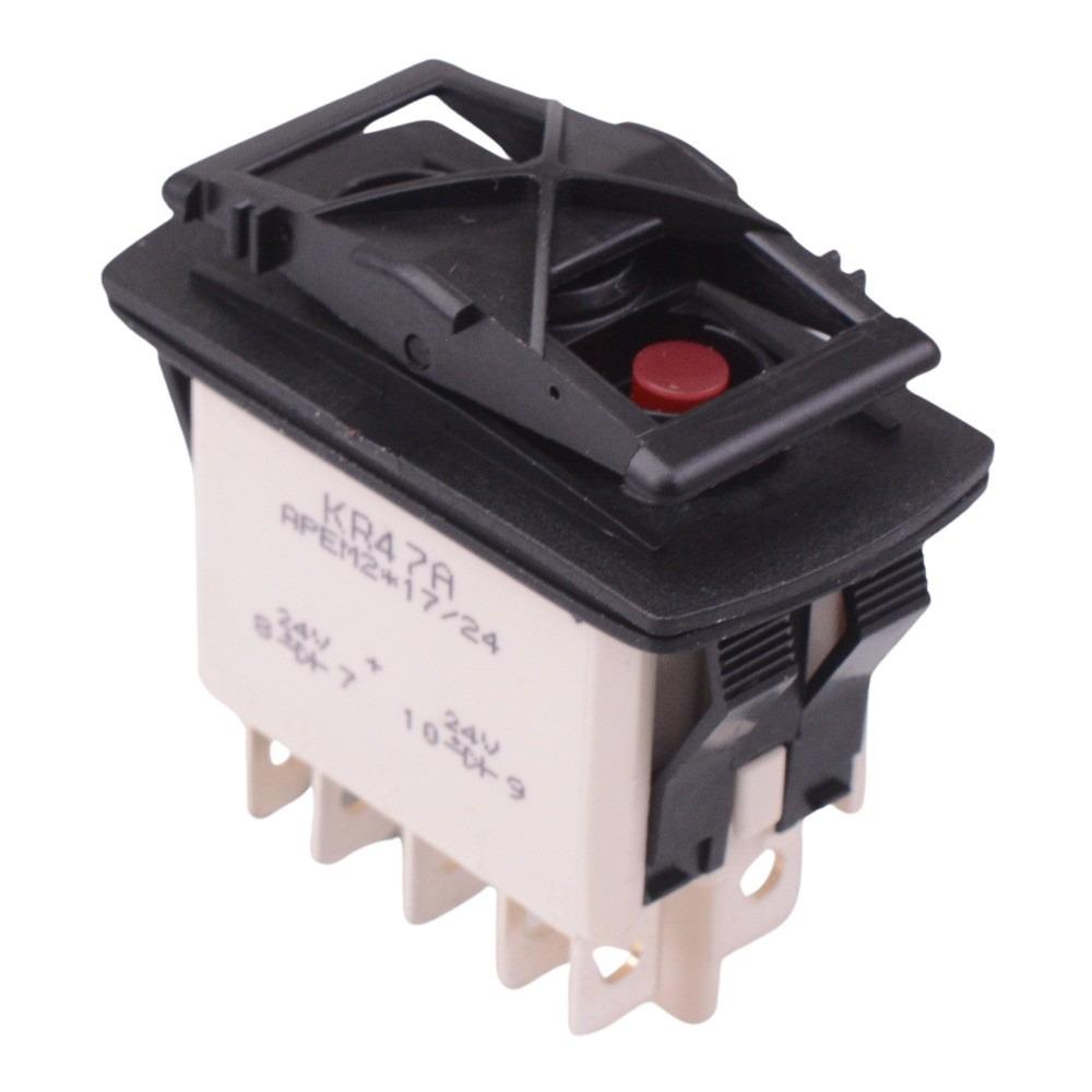 KR47CAKJJG (On)-Off-(On) Auto Rocker Switch Red 24V illuminated DPDT I ...