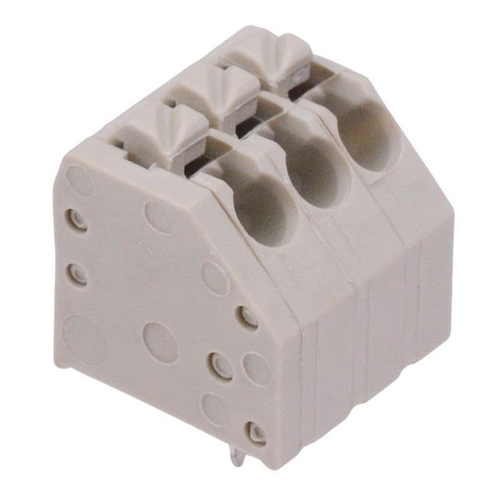 3-Way 3.5mm 45° Screwless Push-In PCB Terminal Block Grey 6A 300V
