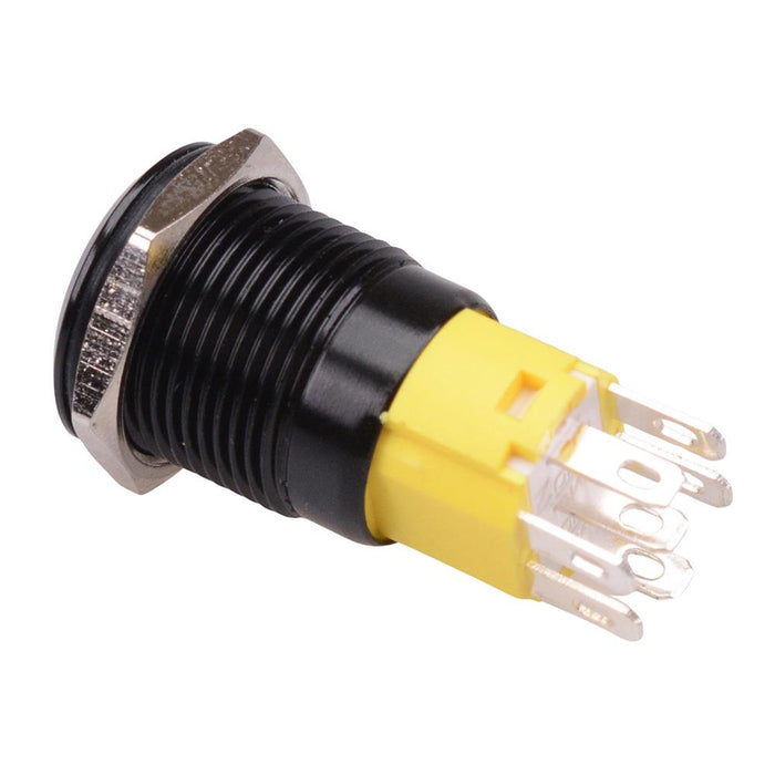 RGB 16mm Black Momentary Vandal Metal Push Button Switch 12V SPDT