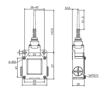 Plastic Flexible Rod Metal Limit Switch 10A IP65