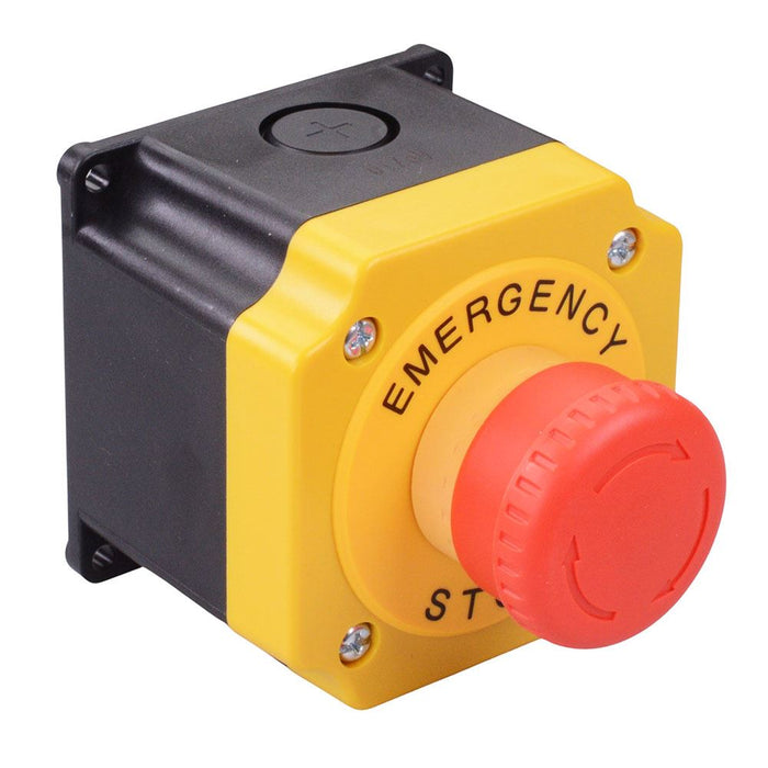 IDEC 22mm Emergency Stop Switch Control Box with Nameplate 2NC YB1W-YW1B-V4E02R-Y1