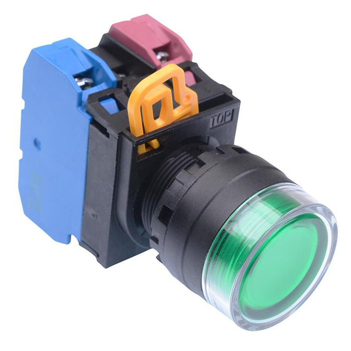 YW1L-AF2E11Q3G Green 12V illuminated 22mm Maintained Shrouded Push Button Switch 1NO-1NC IP65 IDEC
