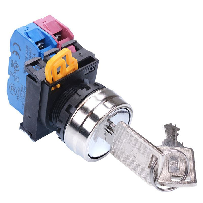 YW4K-3AE11N4 22mm Metal Bezel 3 Position Maintained Key Switch 1NO-1NC IP65 IDEC