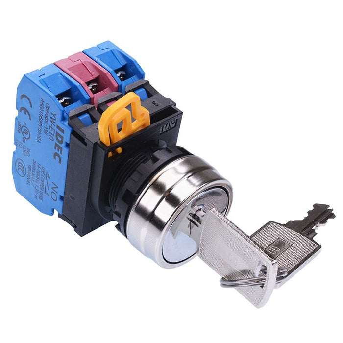 YW4K-3AE21 22mm Metal Bezel 3 Position Maintained Key Switch 2NO-1NC IP65 IDEC