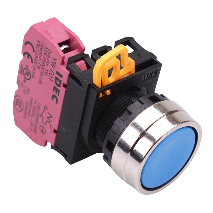 YW4B-A1E01S Blue 22mm Metal Bezel Maintained Push Button Switch NC IP65 IDEC