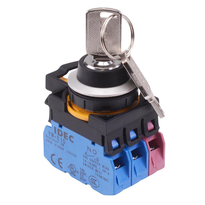 IDEC CW Series 3 Position Metallic Maintained Key Switch 2NO-1NC IP65