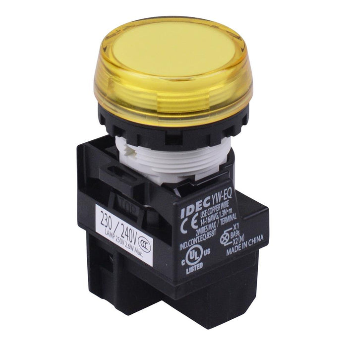 YW1P-1BEQM3Y Yellow 230V LED Panel Mount Pilot Light IDEC