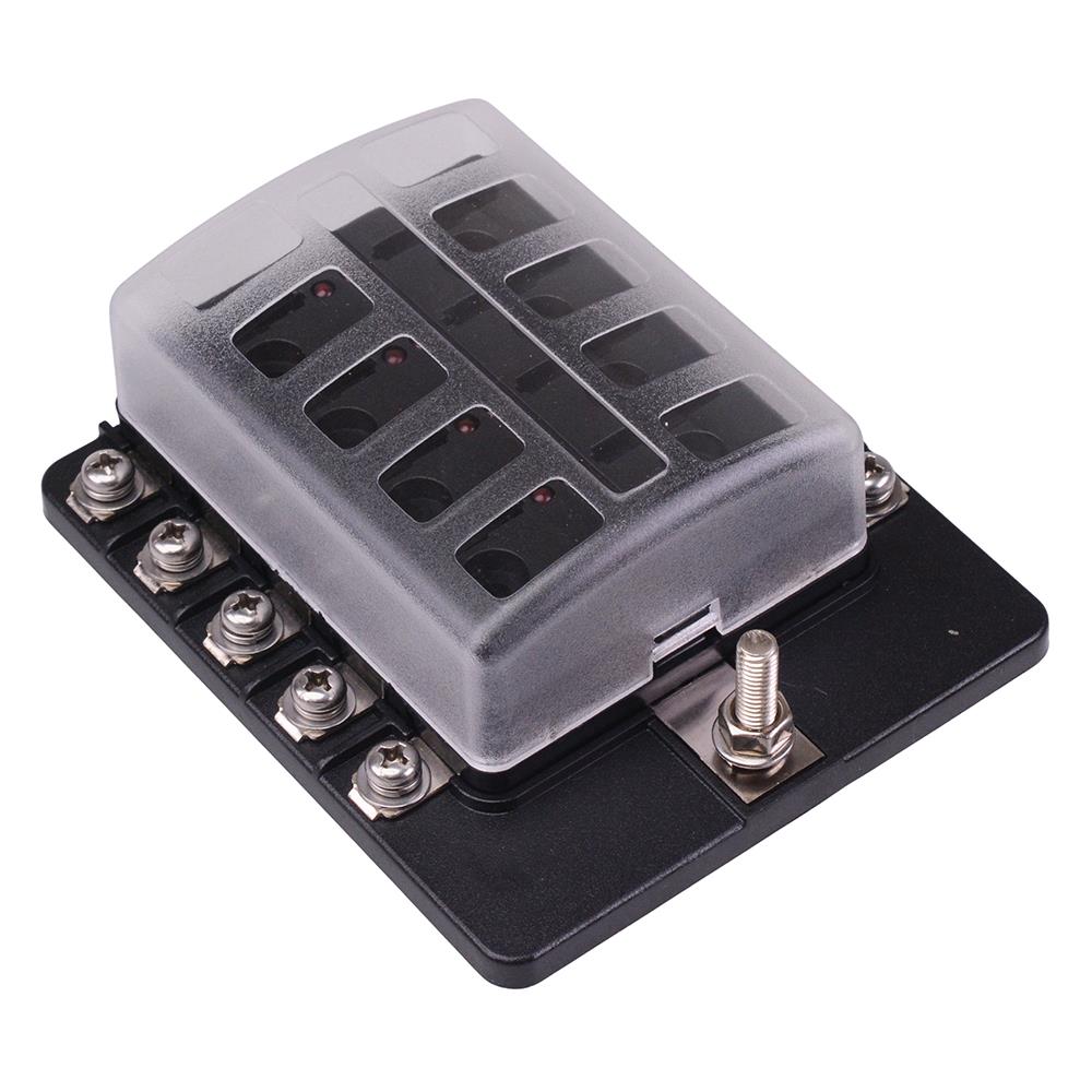 10 Way Standard Blade Fuse Box with LED Indication M4 Screws 100A 32VD ...