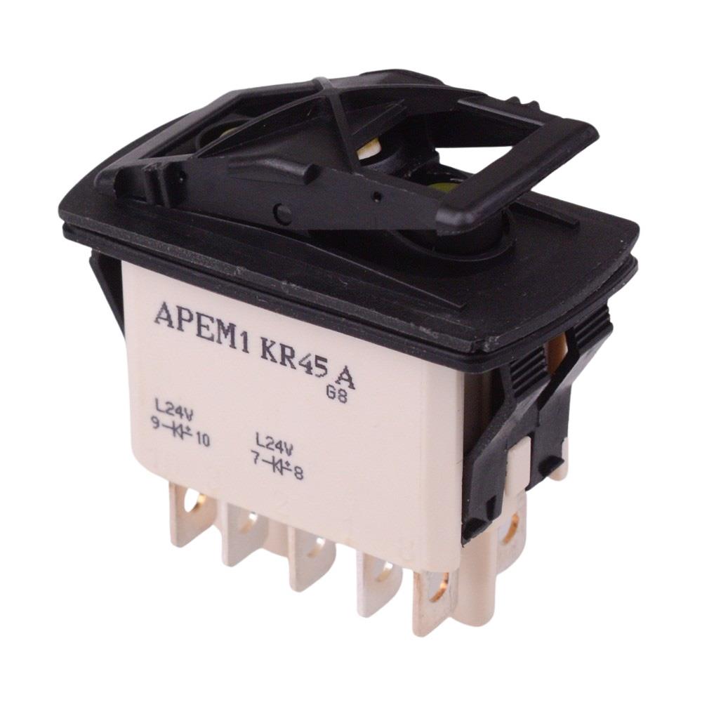 KR45CAKLLG On-(On) Auto Rocker Switch Yellow 24V illuminated DPDT IP68 ...