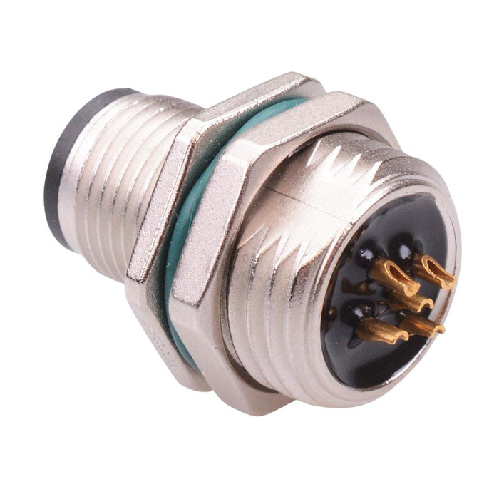 5 Way M12 Male Front Mounting Receptacle Circular Connector IP68 4A 60V