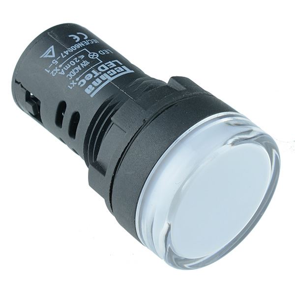 White 22mm LED Pilot Indicator Light 24V