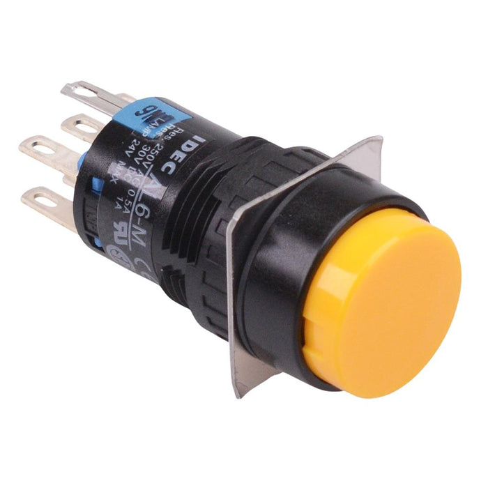 AB6M-M2PYC Yellow 16mm Momentary Round Push Button Switch IP65 DPDT