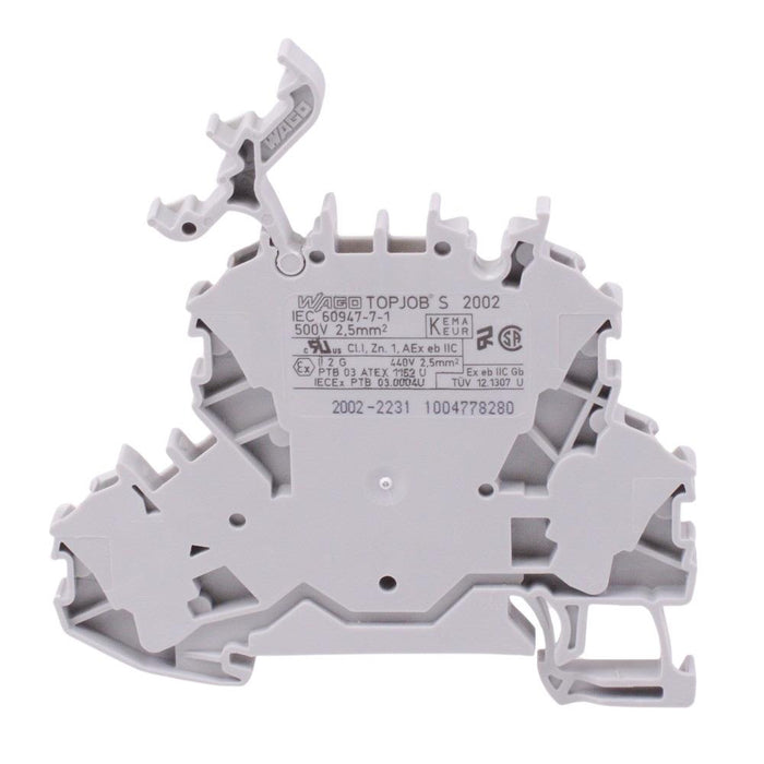 2002-2231 WAGO Grey 4-Way DIN Rail Mount Double Deck Terminal Block 4mm² 24A