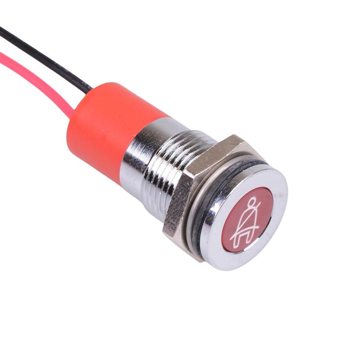 Q14F3CXXR12E-T Red Seat Belt Flush 14mm 12VDC LED Panel Indicator IP67 APEM
