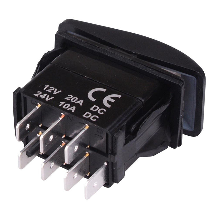 White illuminated (On)-Off-(On) Momentary Automotive Rocker Switch DPDT 10A 12-24V