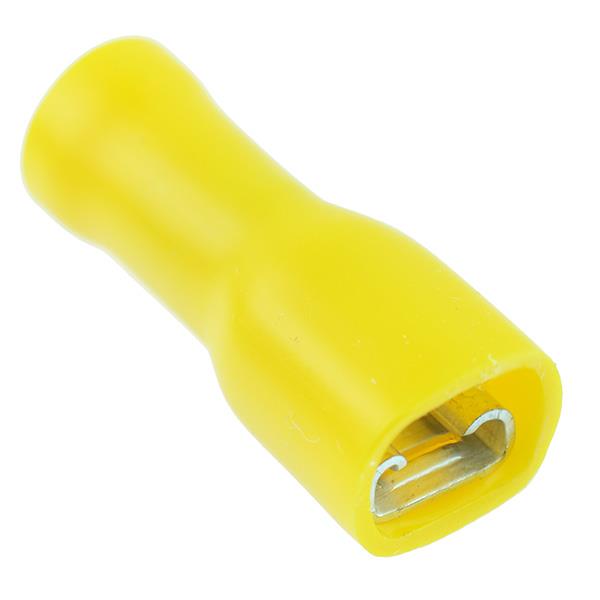 Yellow 4.8mm Insulated Female Spade Crimp Connector (Pack of 100)