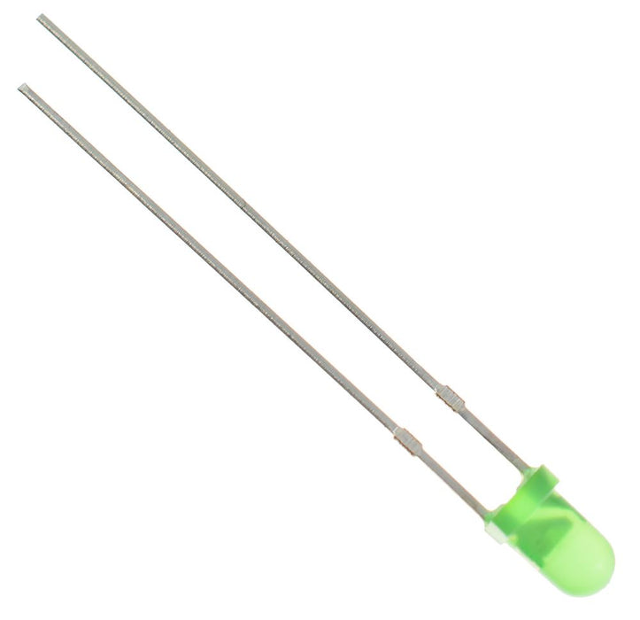 Green 3mm LED Diffused 3000mcd 40°