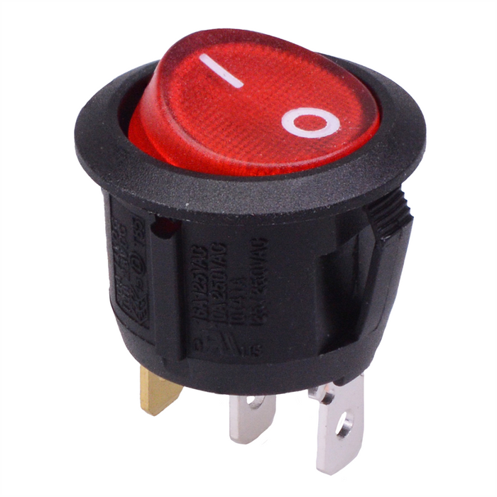 Red 230V illuminated Off-(On) Momentary 20mm Round Rocker Switch SPST 10A