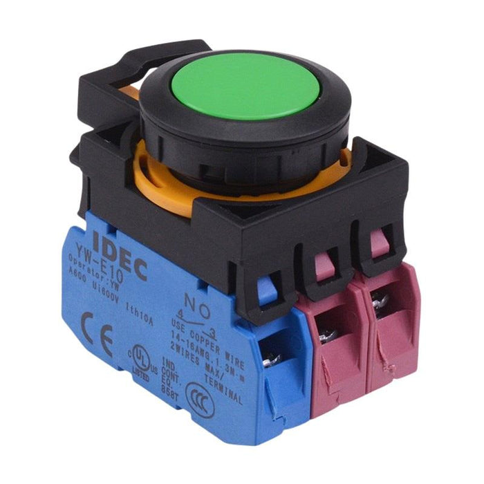 IDEC CW Series Green Maintained Flush Push Button Switch 1NO-2NC IP65