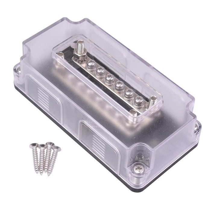 Dual 6 Way M4 Distribution Box with Clear Lid 300A 48VDC