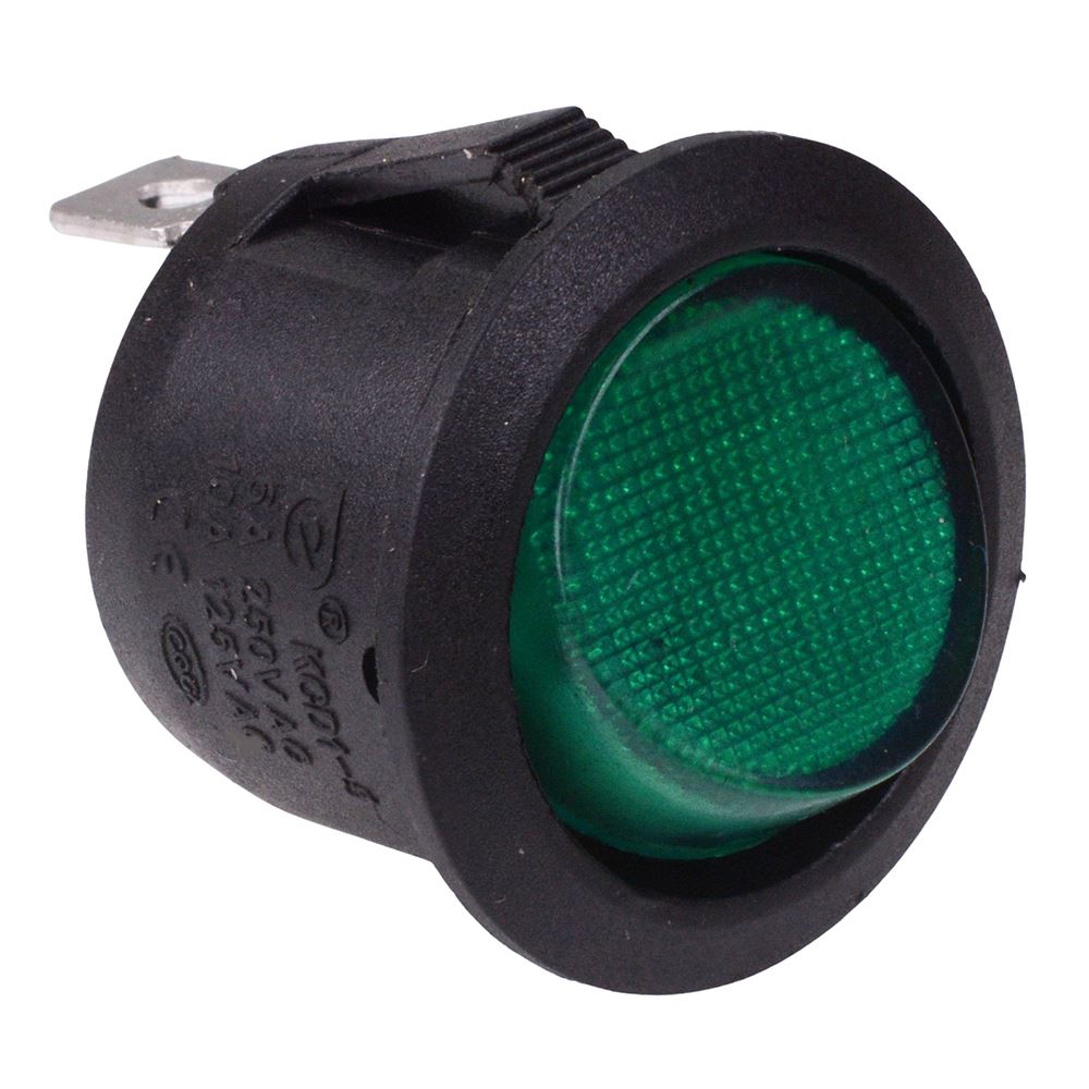 Green On-Off 12V illuminated Circular Rocker Switch SPST 10A — Switch ...