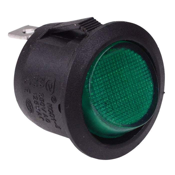 Green On-Off 12V illuminated Circular Rocker Switch SPST 10A — Switch ...