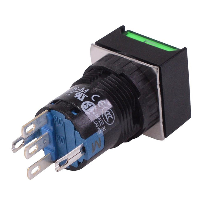 AL6Q-M14G Green 16mm 24V Momentary Square illuminated Push Button Switch SPDT