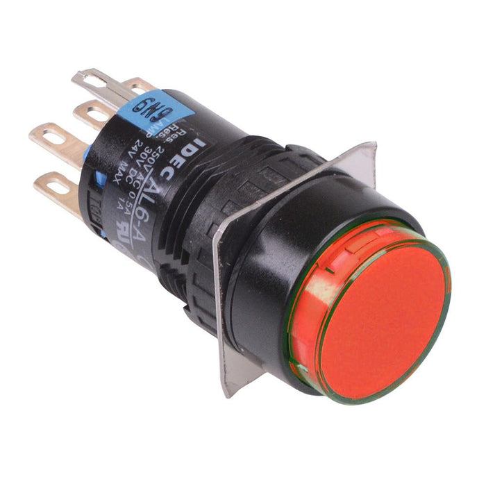AL6M-M23PR Red 16mm 12V Momentary Round illuminated Push Button Switch IP65 DPDT