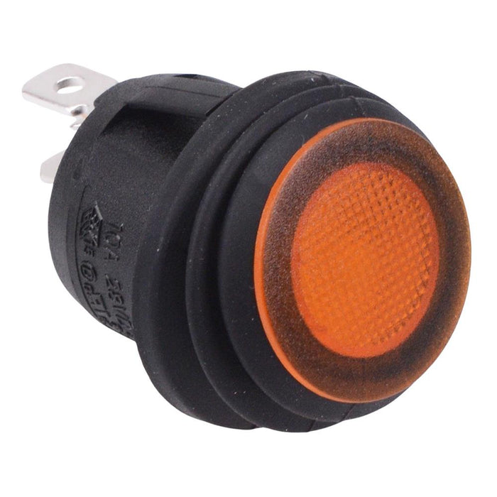 Yellow Waterproof 24V LED 20mm Round Rocker Switch SPST 10A R13-112B8W-02