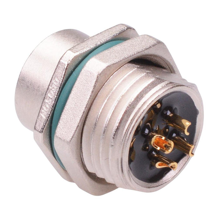 4 Way M12 Female Front Mounting Receptacle Circular Connector IP68 4A 250V