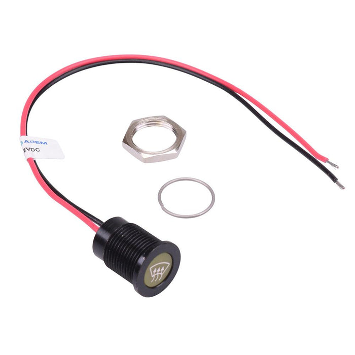Q14F5BXXY12-020 Yellow Heated Windows Flush 14mm 12VDC LED Panel Indicator APEM